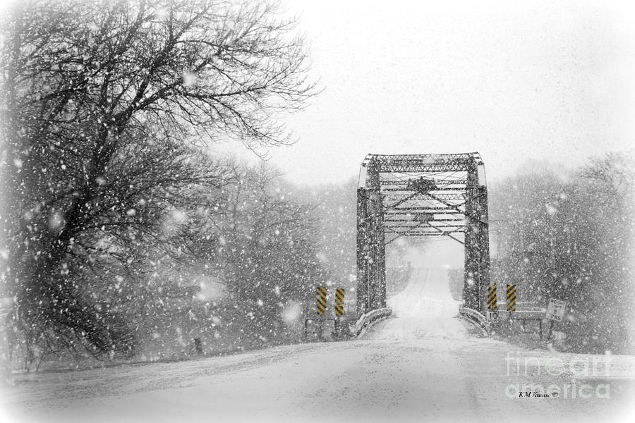 Snowy Day And One Lane Bridge Photograph by Kathy M Krause