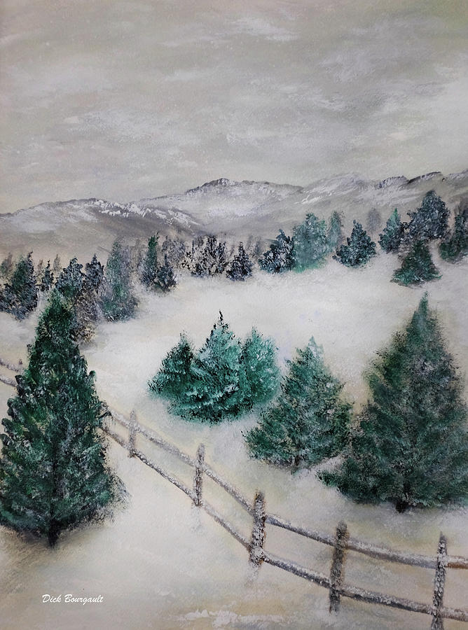 Snowy Day Painting by Dick Bourgault