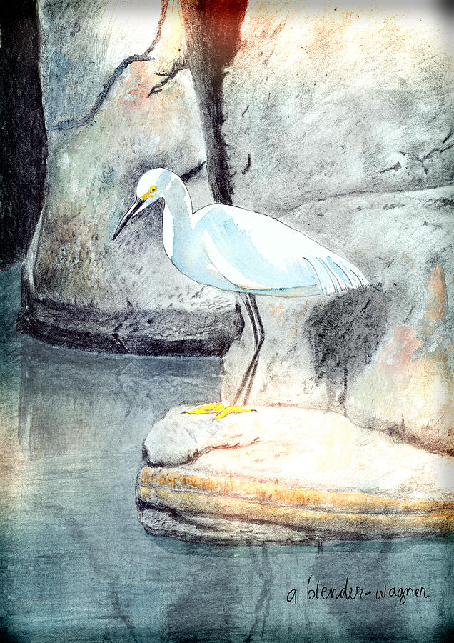 Snowy Egret Mixed Media by Arline Wagner