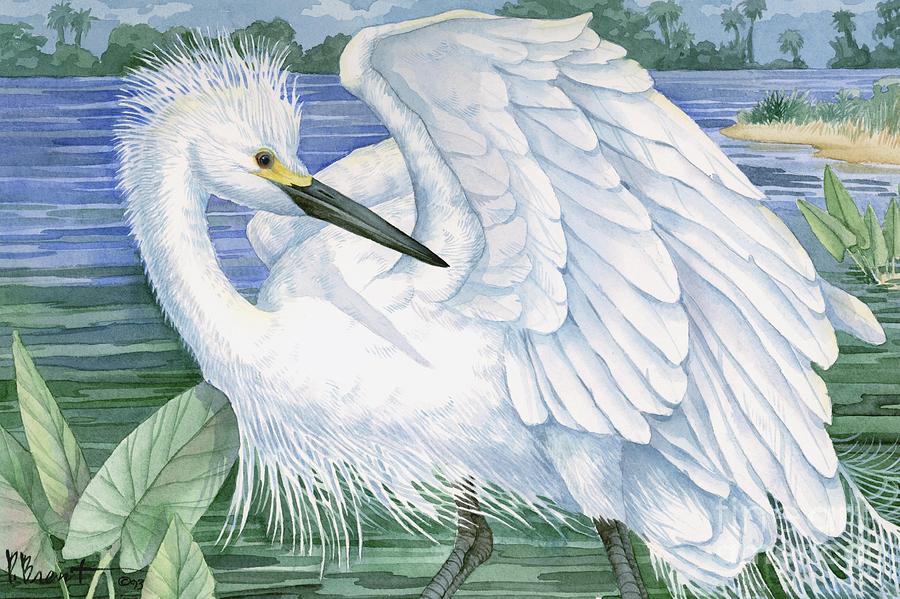 Egret Painting - Snowy Egret by Paul Brent