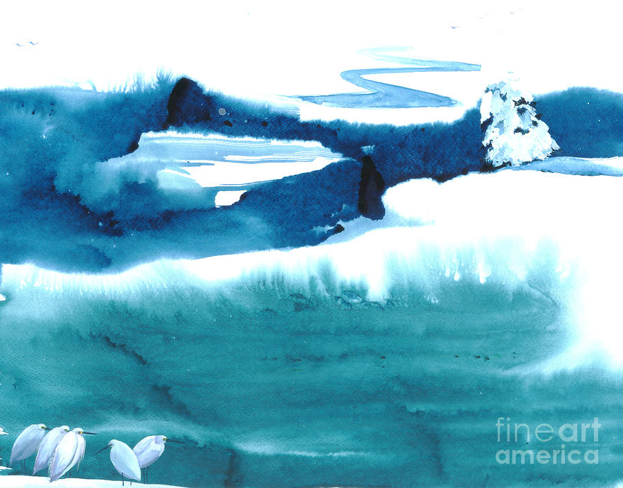 Snowy Egrets Painting by Mui-Joo Wee Snowy Egrets Painting by Mui-Joo Wee