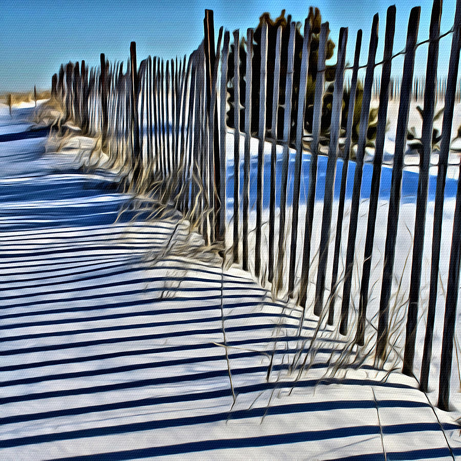 Winter Photograph - Snowy Fence by Modern Art