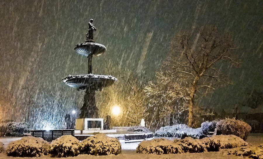 Snowy Fountain Photograph by Jonny D