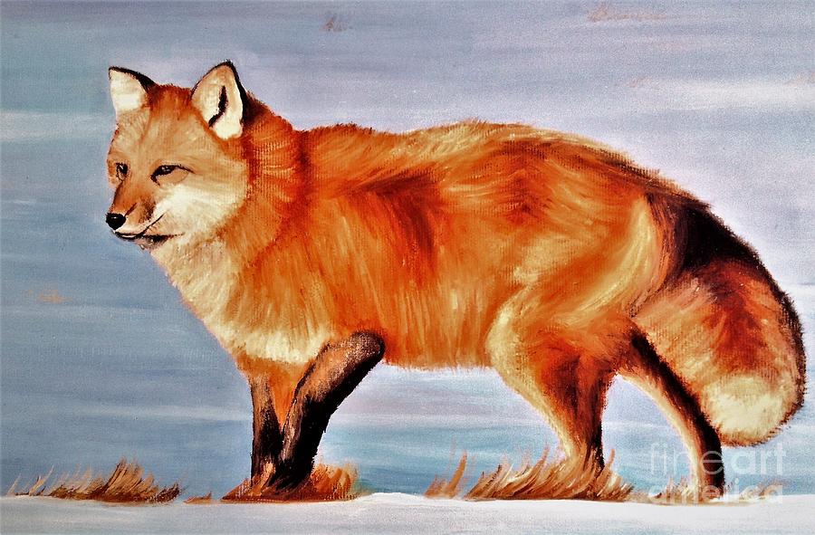 Fox Painting - Snowy Fox by KS Ballew