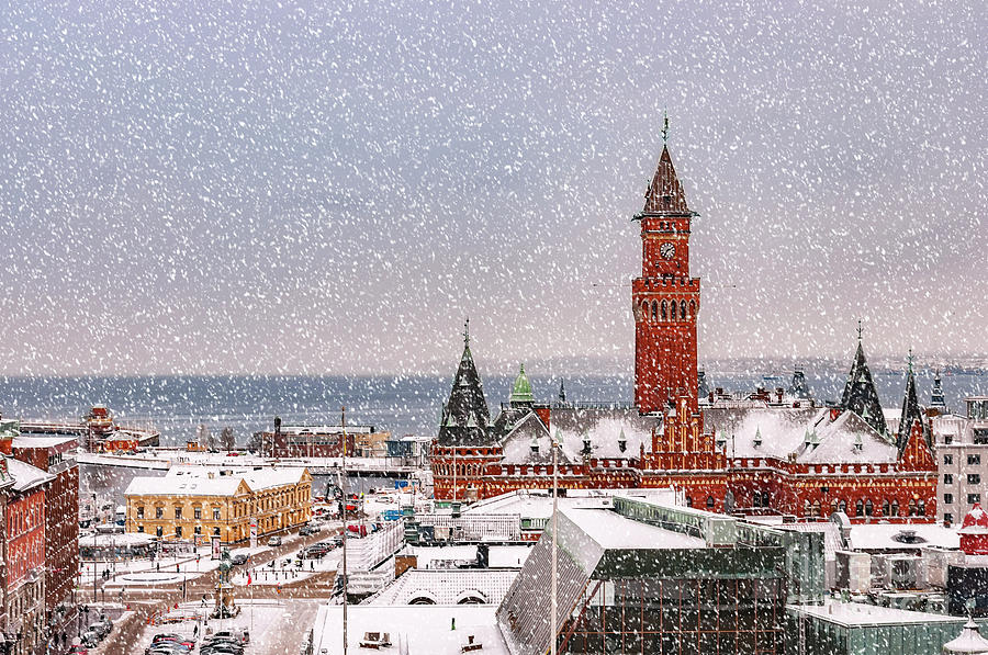 Snowy Helsingborg Skyline Photograph by Antony McAulay