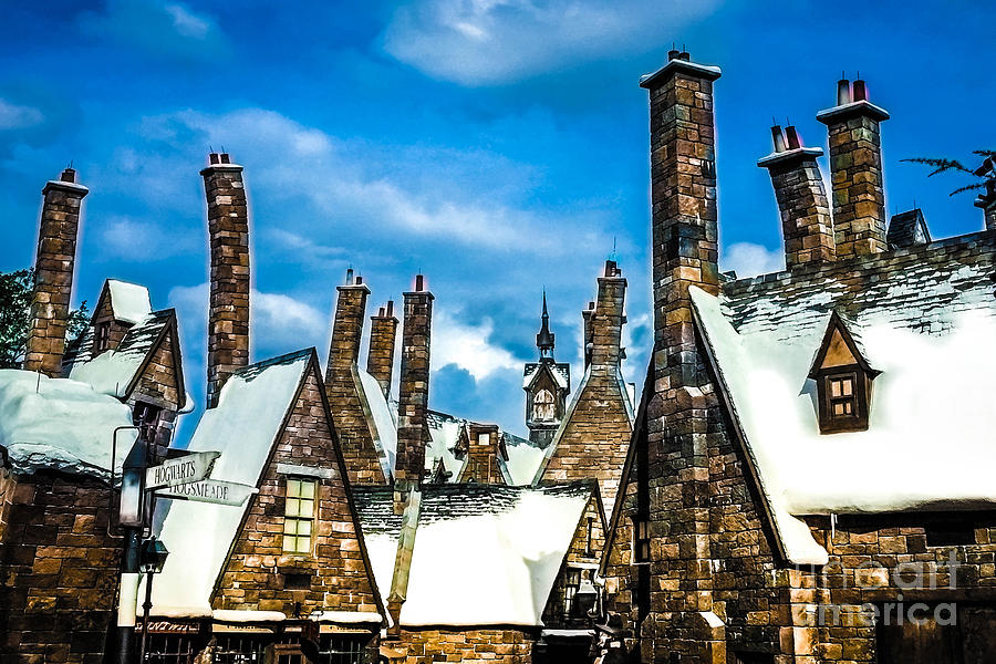 Snowy Hogsmeade Village Rooftops Photograph by Gary Keesler