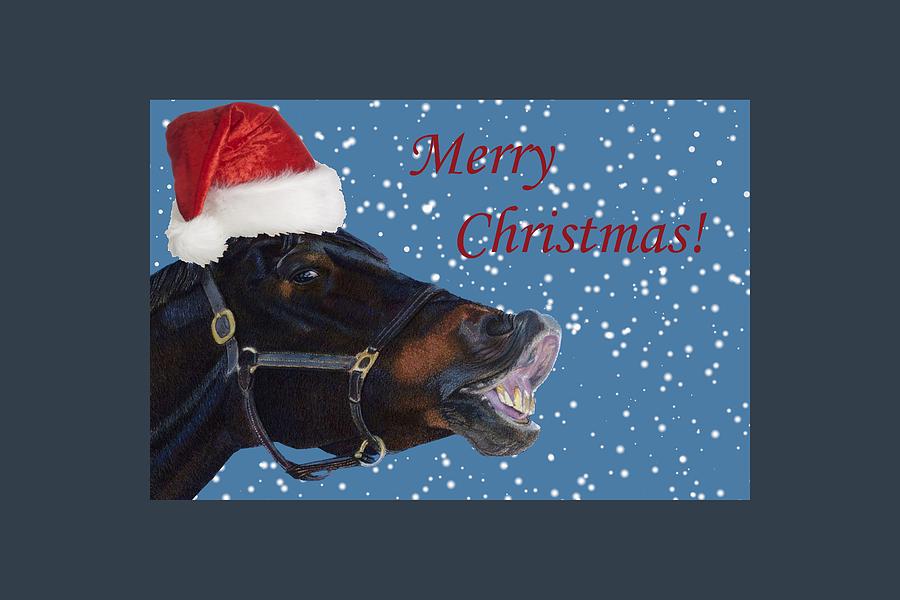 Horse Painting - Snowy Horse Jumping Christmas by Patricia Barmatz Horse Painting - Snowy Horse Jumping Christmas by Patricia Barmatz