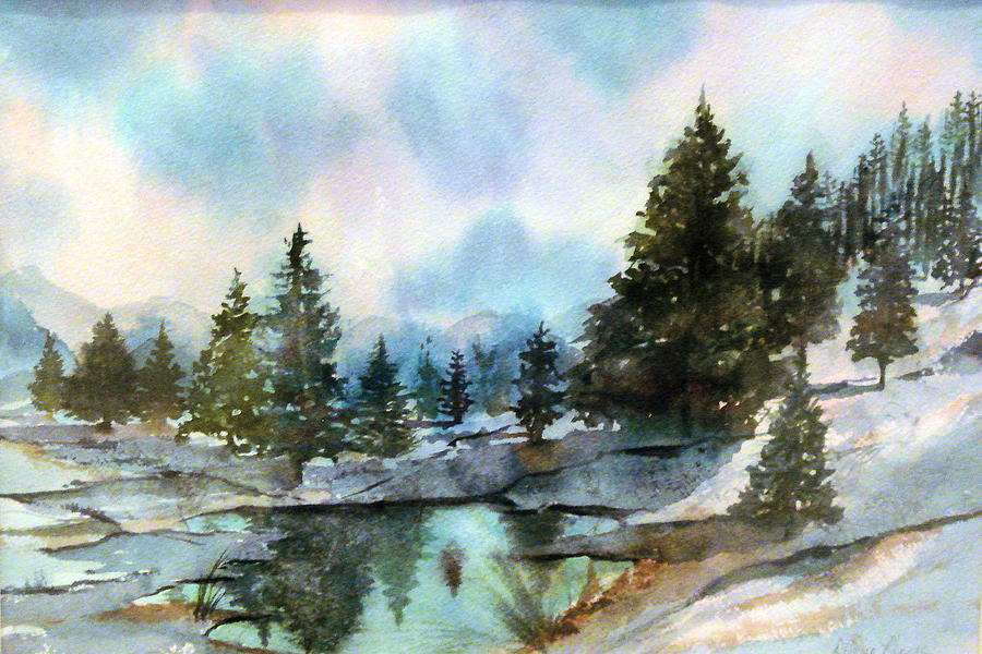 Snowy offers Reflections Landscape Painting