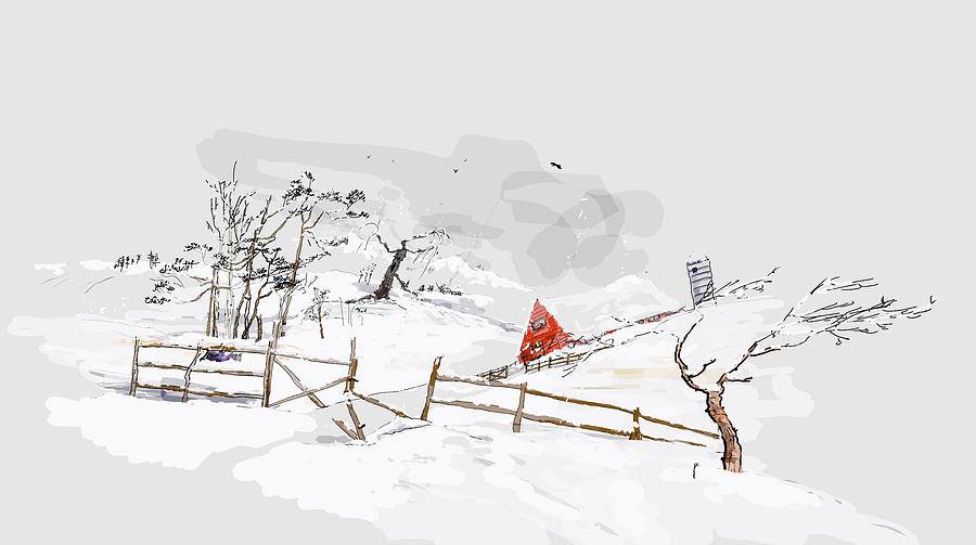 Snowy landacape Digital Art by Debbi Saccomanno Chan