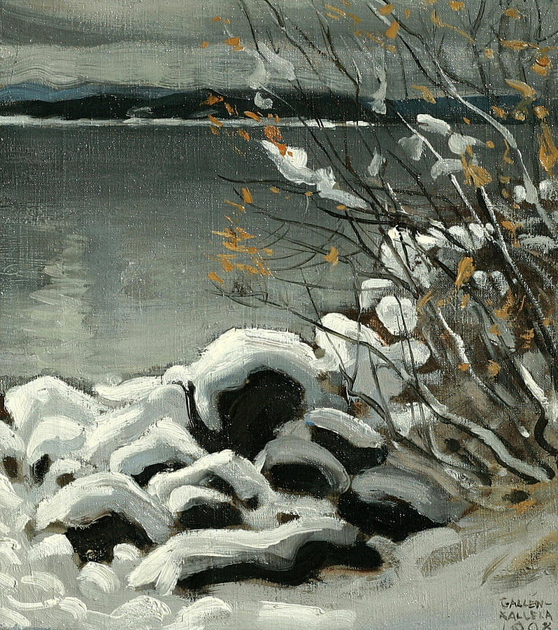 Snowy Landscape Painting by Akseli Gallen-Kallela