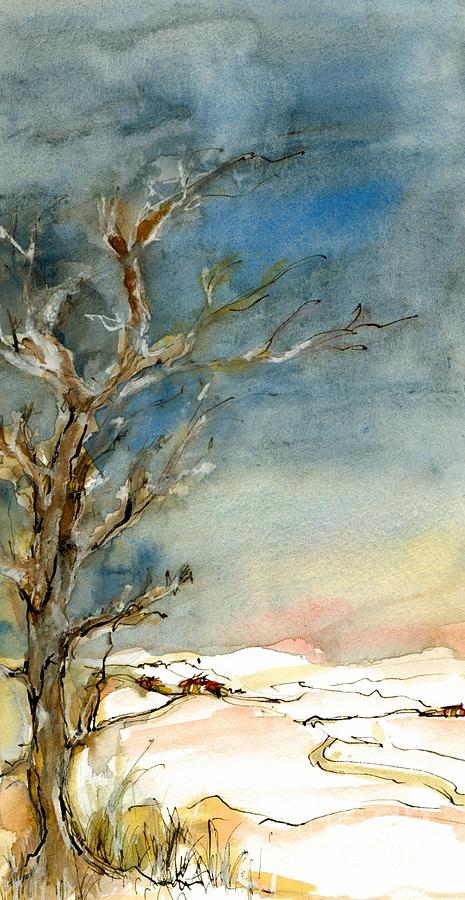 Snowy landscape Painting by Karina Plachetka