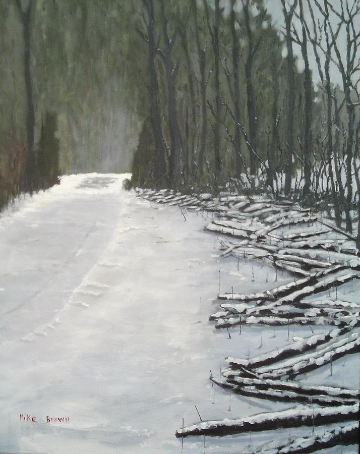 Snowy Lane Painting by Michael Lynn Brown