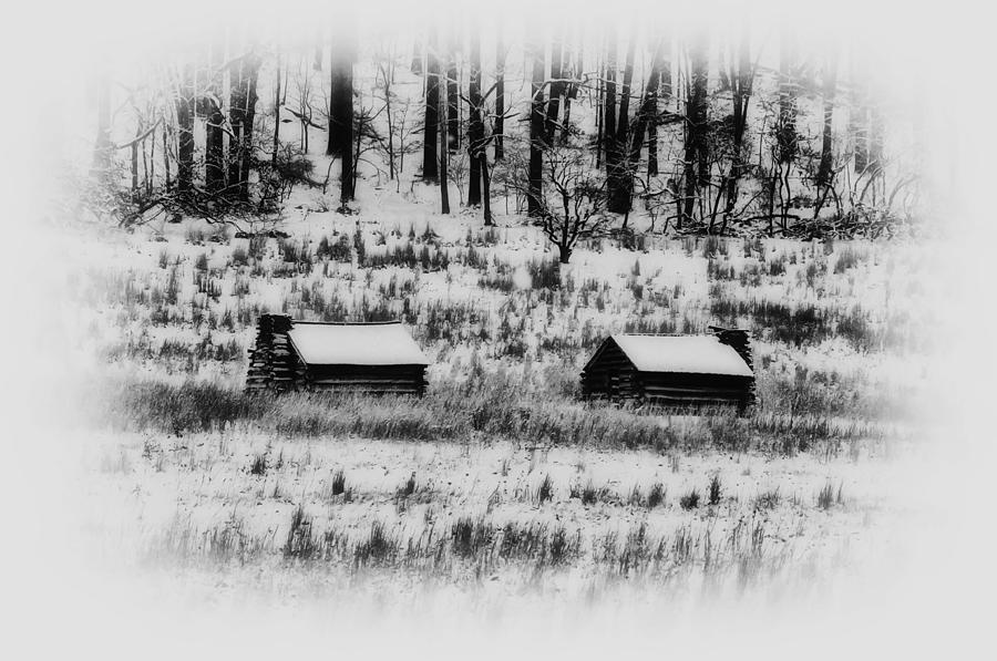 Snowy Log Cabins at Valley Forge Photograph by Bill Cannon