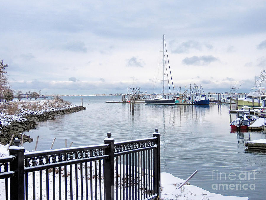 Snowy Morning Plymouth Harbor  Photograph by Janice Drew