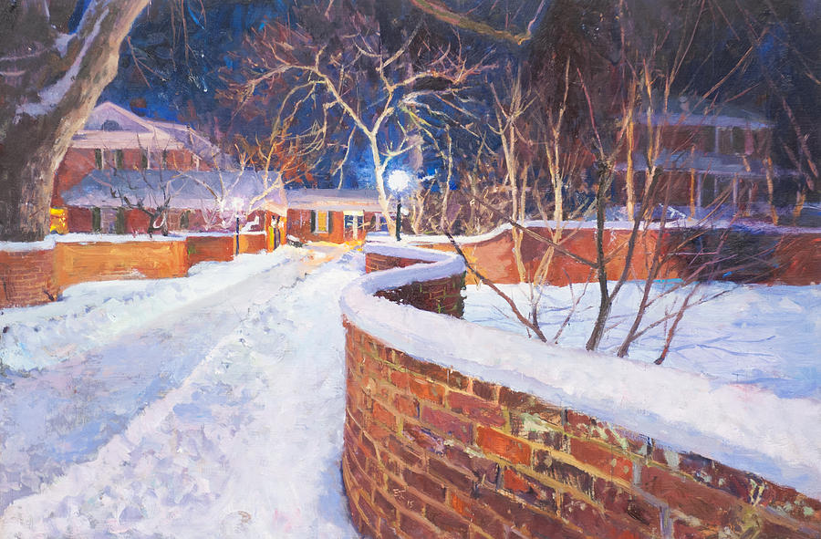 Thomas Jefferson Painting - Snowy night at the Serpentine Wall by Edward Thomas