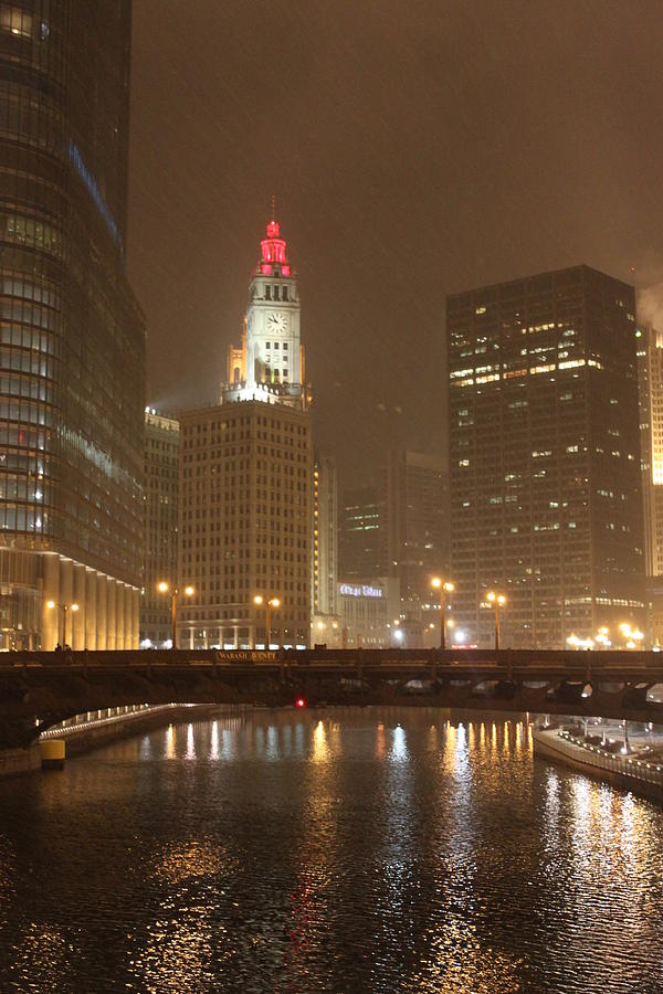 Chicago Photograph - Snowy Night in Chicago by Lauri Novak
