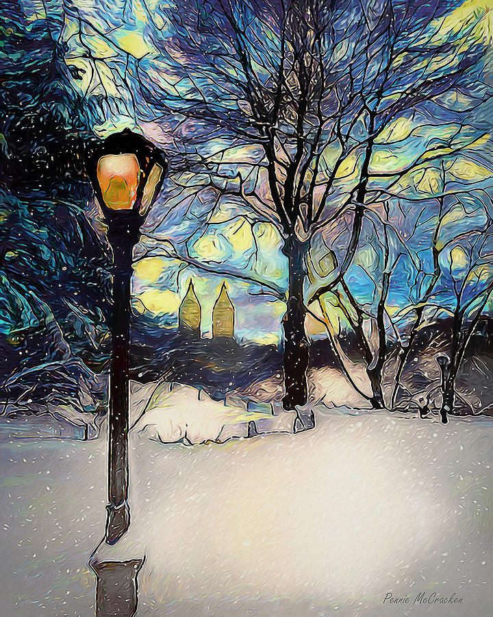 Snowy Night in New York Digital Art by Pennie McCracken