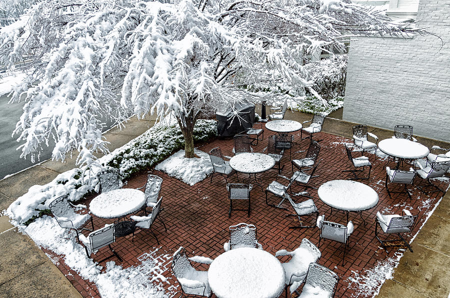 Snowy Outdoor Patio at the Federal Executive Institute Photograph by Lori Coleman