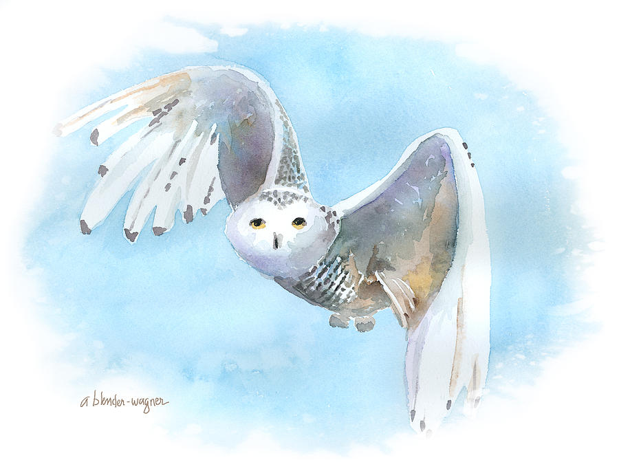 Snowy Owl In Flight Painting by Arline Wagner