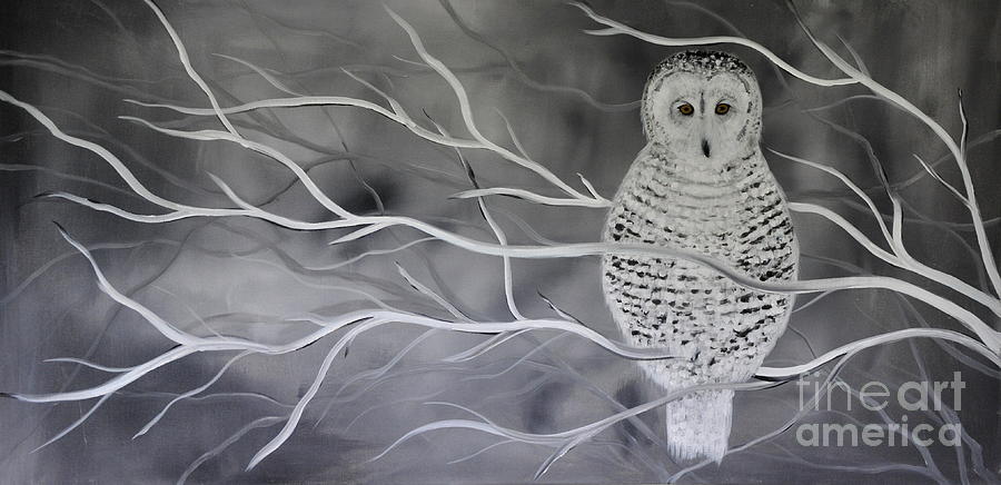 Snowy Owl Painting by Preethi Mathialagan