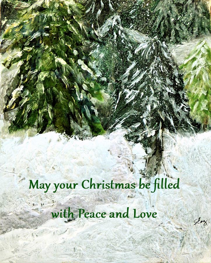 Snowy Peace and Love Mixed Media by Sharon Williams Eng
