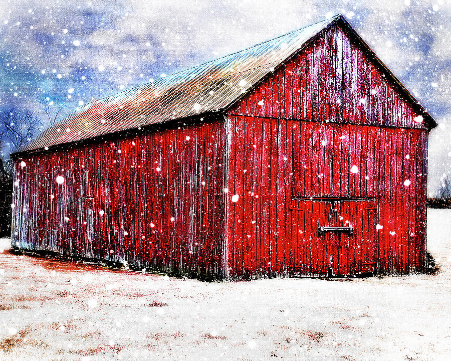 Snowy Red Barn Photograph By Toby Horton