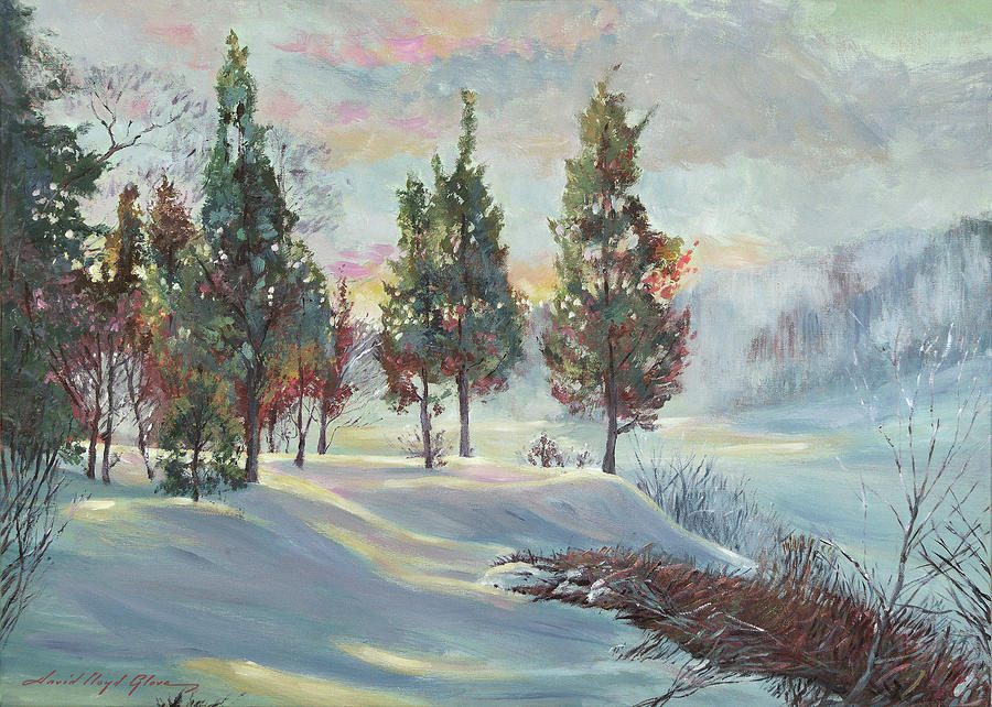 Snowy River Dawn Painting by David Lloyd Glover