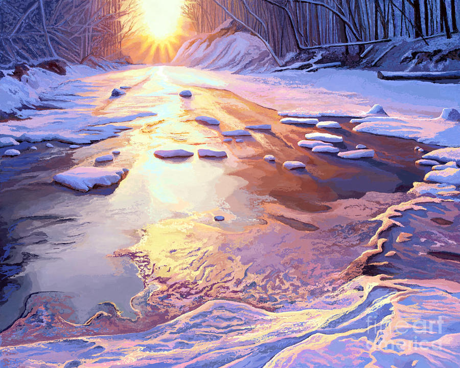 Snowy River Sunset Painting by Jackie Case