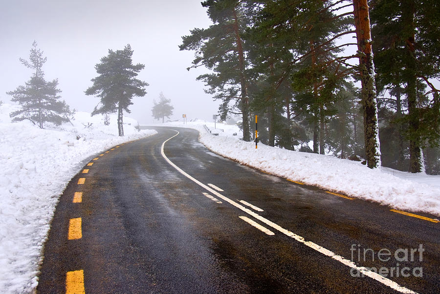 Nature Photograph - Snowy road by Carlos Caetano