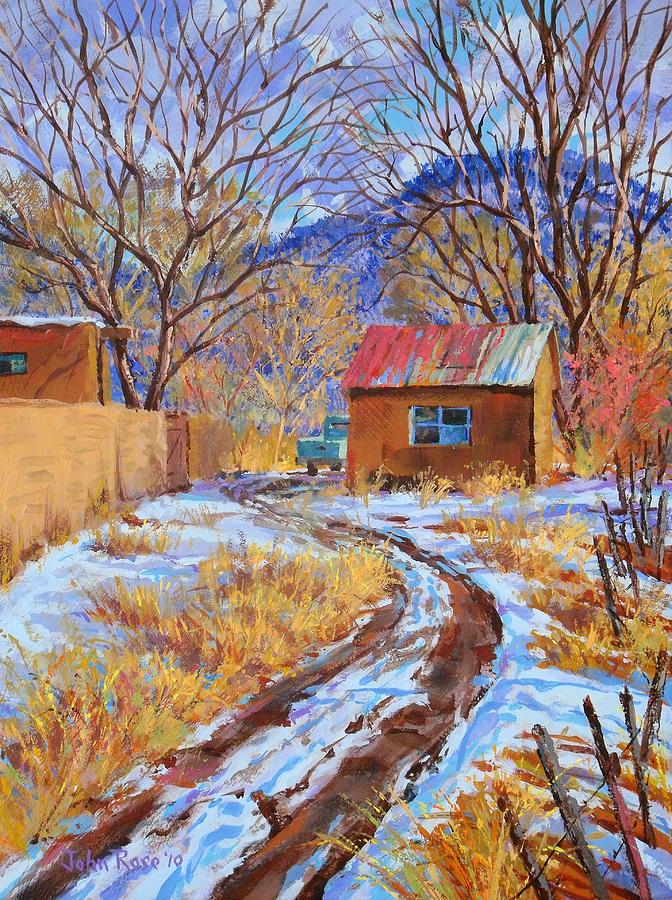 Winter Painting - Snowy Road Home by John Rose