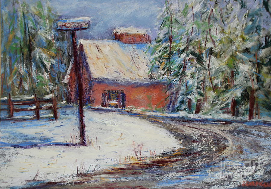 Snowy Road Pastel by Joyce Guariglia