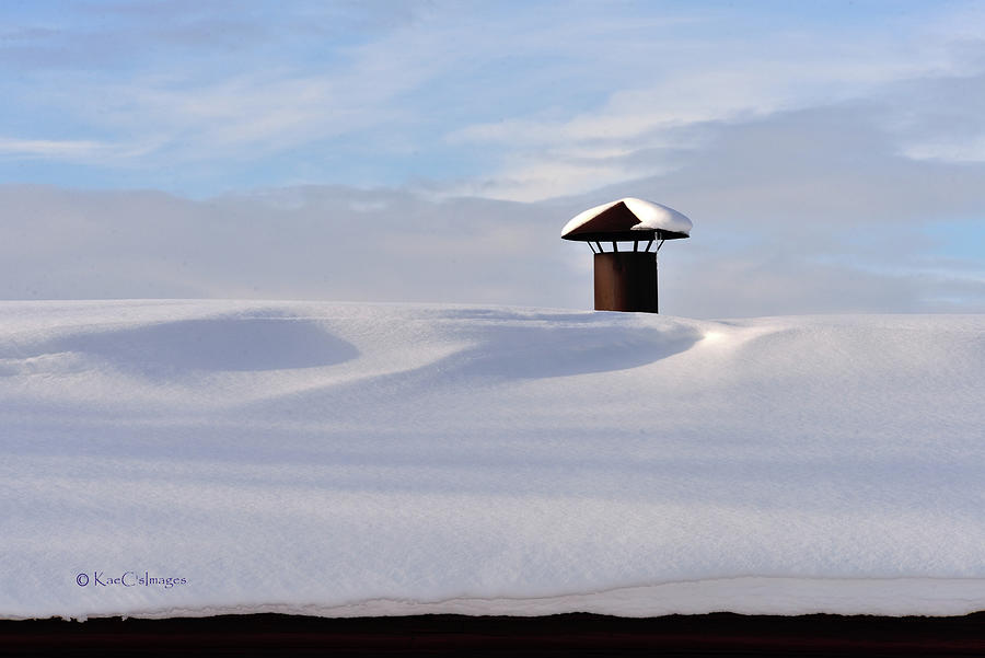 Winter Photograph - Snowy Roof with Stove Pipe by Kae Cheatham