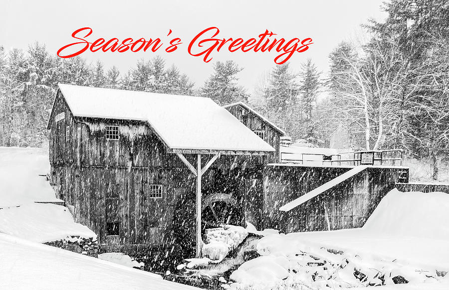 Sawmill Photograph - Snowy Saw Mill - Seasons Greetings by Betty Denise