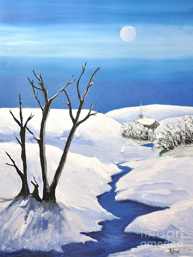 Snowy Scene Painting by Reb Frost