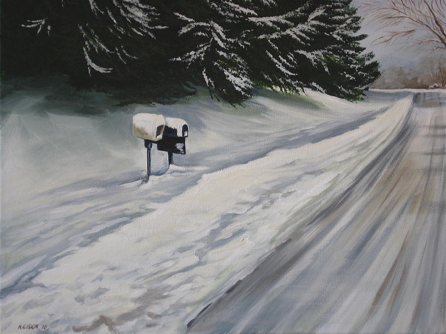 Snowy Sentinal Painting by Outre Art Natalie Eisen