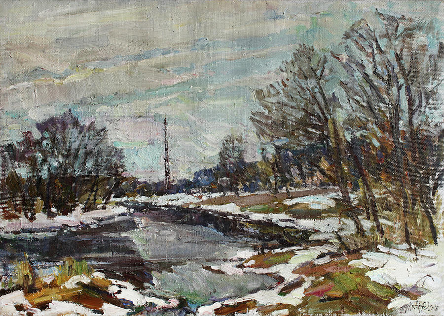 Snowy spring Painting by Juliya Zhukova