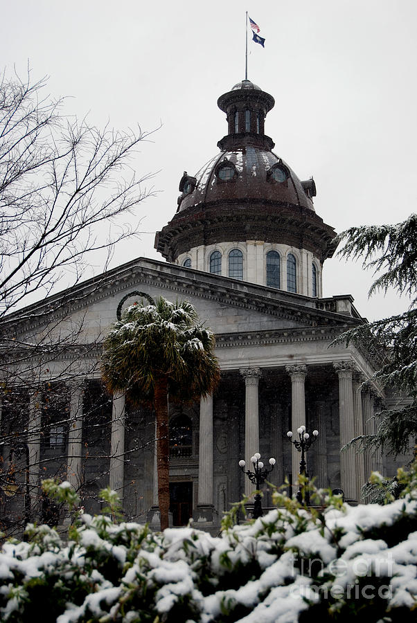Snowy Statehouse Photograph by Skip Willits