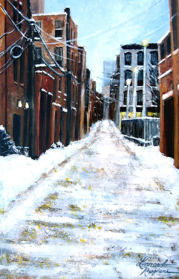 Ny City Painting - Snowy Street by Leonardo Ruggieri