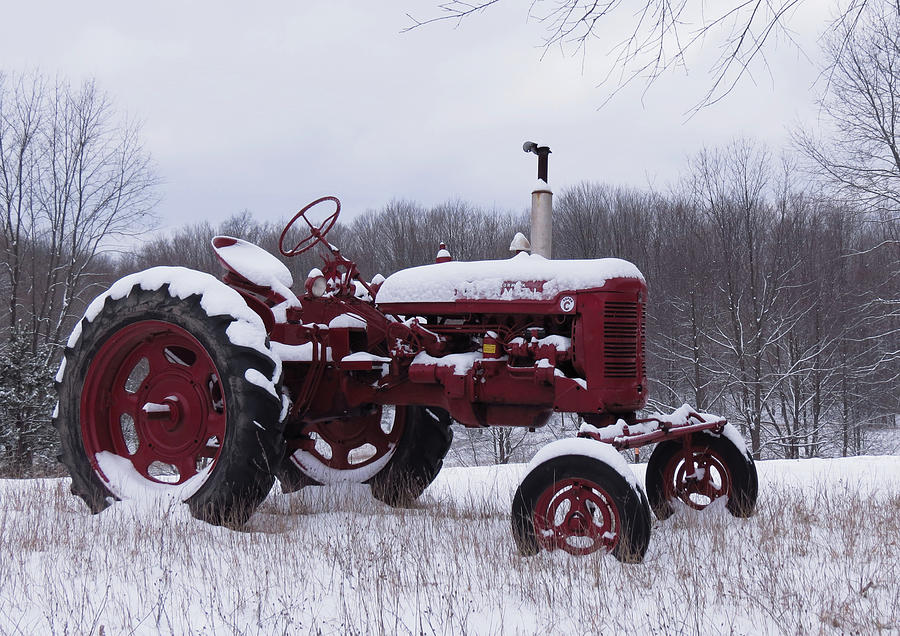 Tractor Photograph - Snowy Tractor by Samantha Wagner