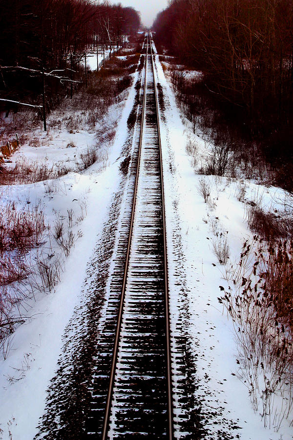 Snowy Train Tracks Photograph by Anthony Jones