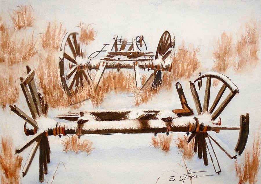 Snowy Wagon Boneyard by Sandra Stone Snowy Wagon Boneyard by Sandra Stone