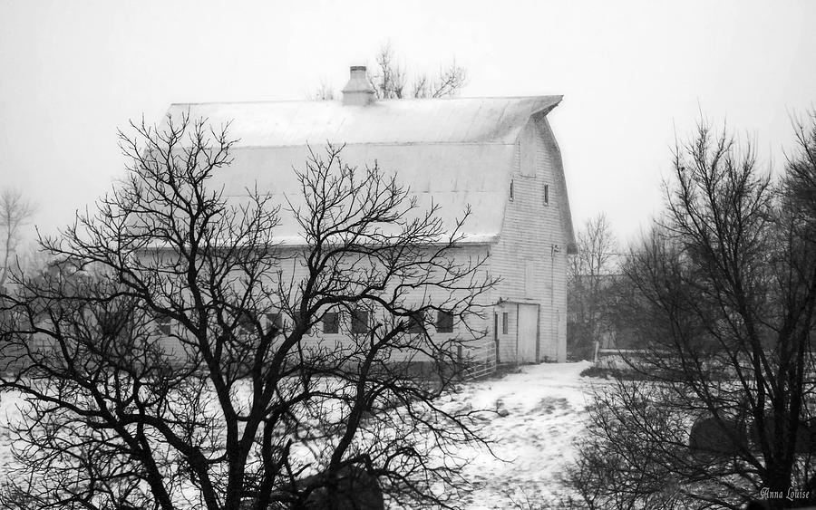 Snowy White Barn Photograph by Anna Louise