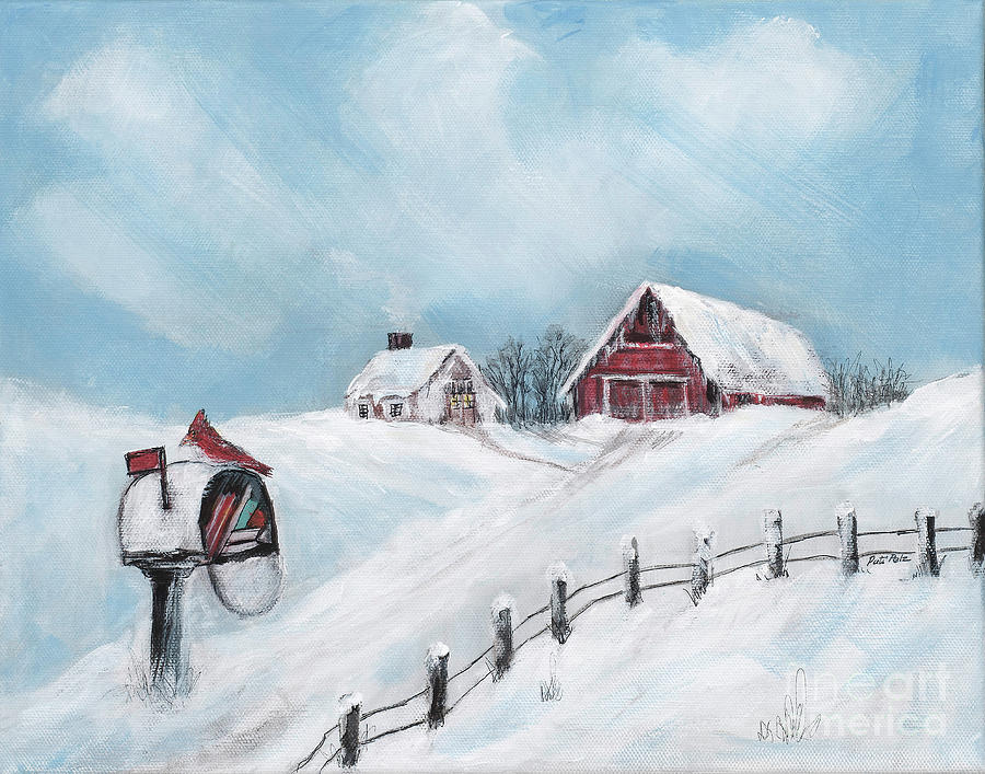 Snowy Winter Painting by Pati Pelz