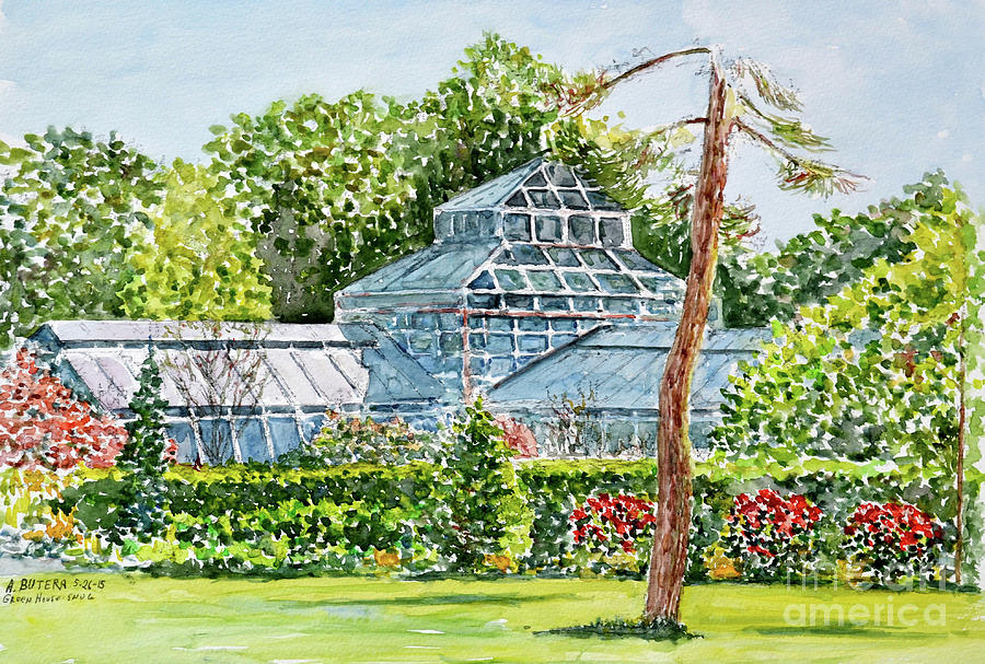 Garden Painting - Snug Harbor Greenhouse by Anthony Butera