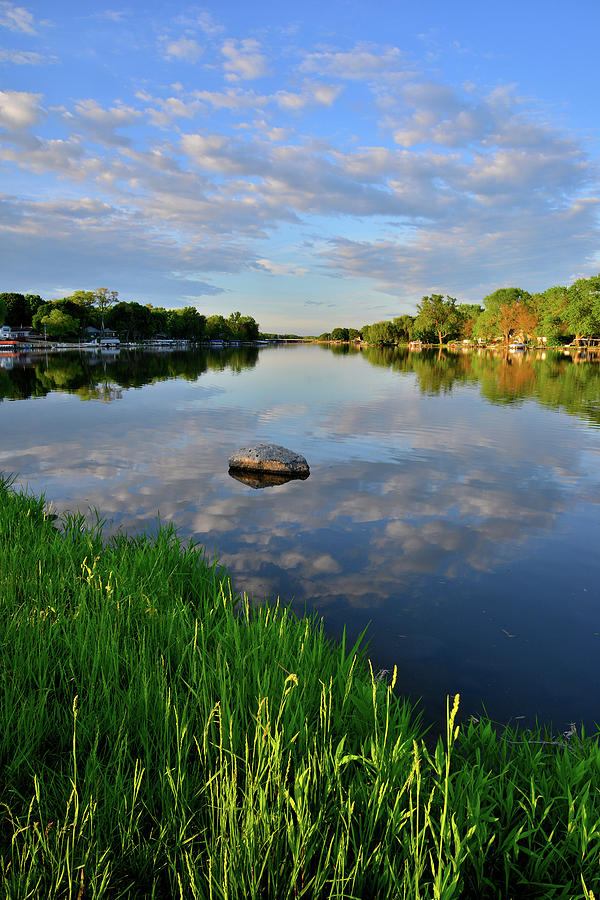 Snug Harbor Shoreline along Fox River in McHenry, Illinois Photograph by Ray Mathis