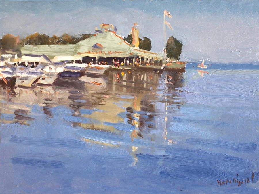 Boat Painting - Snug Harbour at Port Credit by Ylli Haruni
