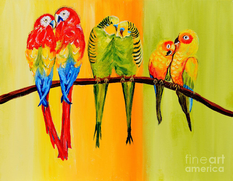 Snuggly Birds Painting by Art by Danielle