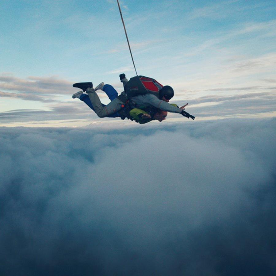 Sunset Photograph - Skydiving  by Ginte Skarelyte