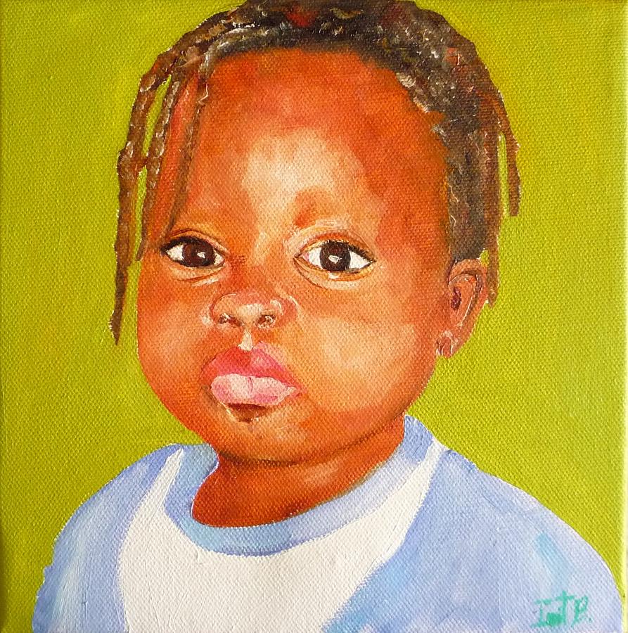 Portrait Painting - So Suspicious Girl from the Dominican Republic 5 by Irit Bourla