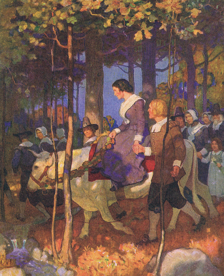 Cow Painting - So through the Plymouth woods passed onward the bridal procession by Newell Convers Wyeth